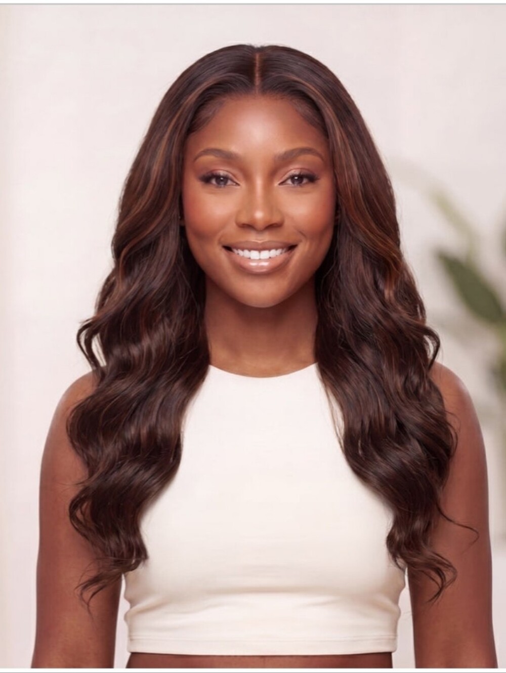 Mayvenn Synthetic Full Lace Wig Brown Caramel Highlights #4/30 With Brown Lace